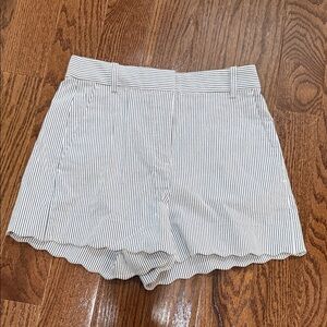 J. Crew High Waist Striped Shorts - White and Gray